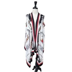 DKNY Silk New York Sleeveless Drape Cardigan Scarf Wrap Tunic Size Small